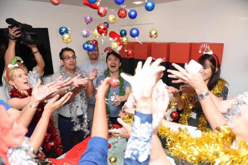 Participants have a lot of fun during the competitive teambuilding Twelve Teams of Christmas