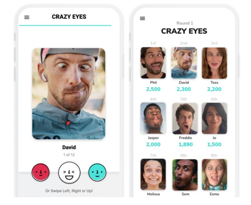 Crazy Eyes je zábavná součást Online Teambuildingu pro dobu Covid Swipe Face