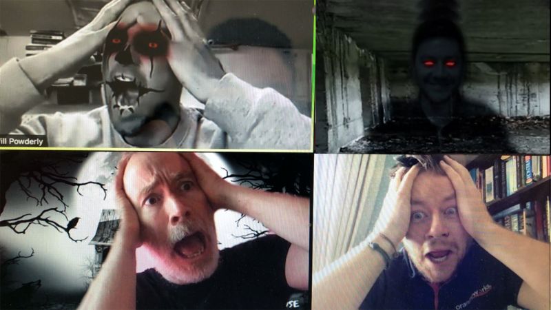 Four participants play Haunted House Online Teambuilding
